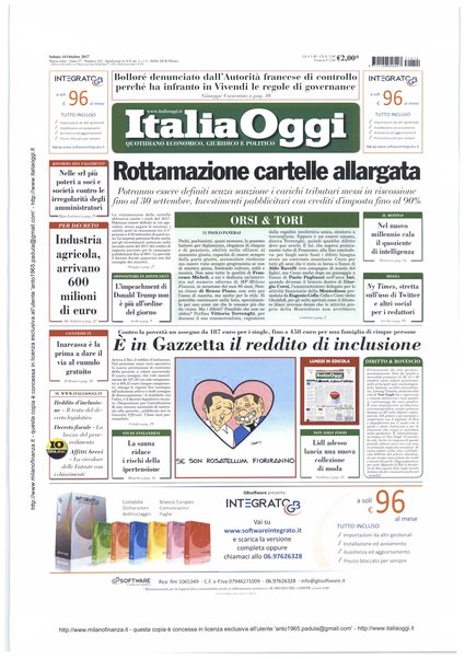 Italia oggi : quotidiano di economia finanza e politica